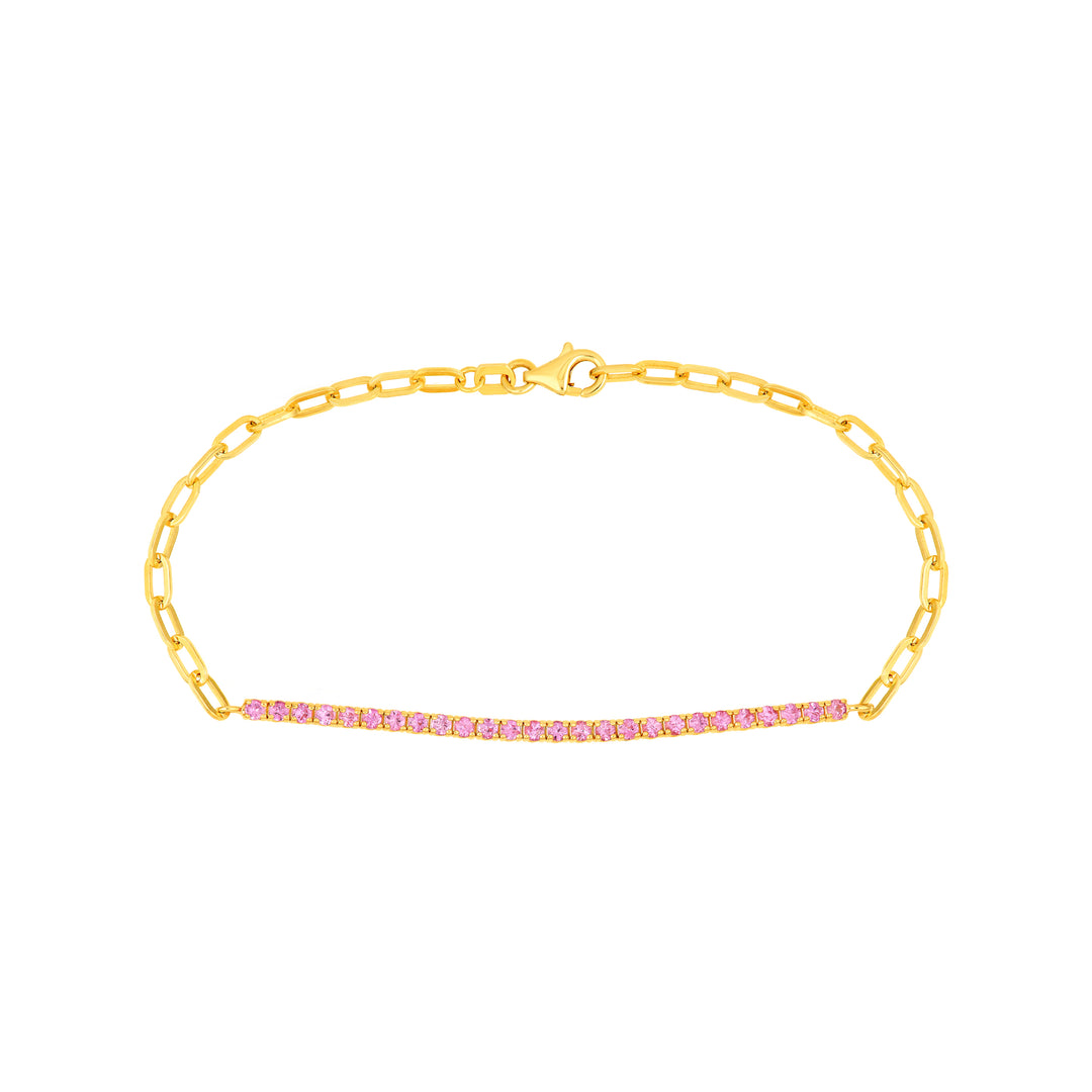 1ct Sapphire Pink Half Paper Clip Half Tennis Bracelet
