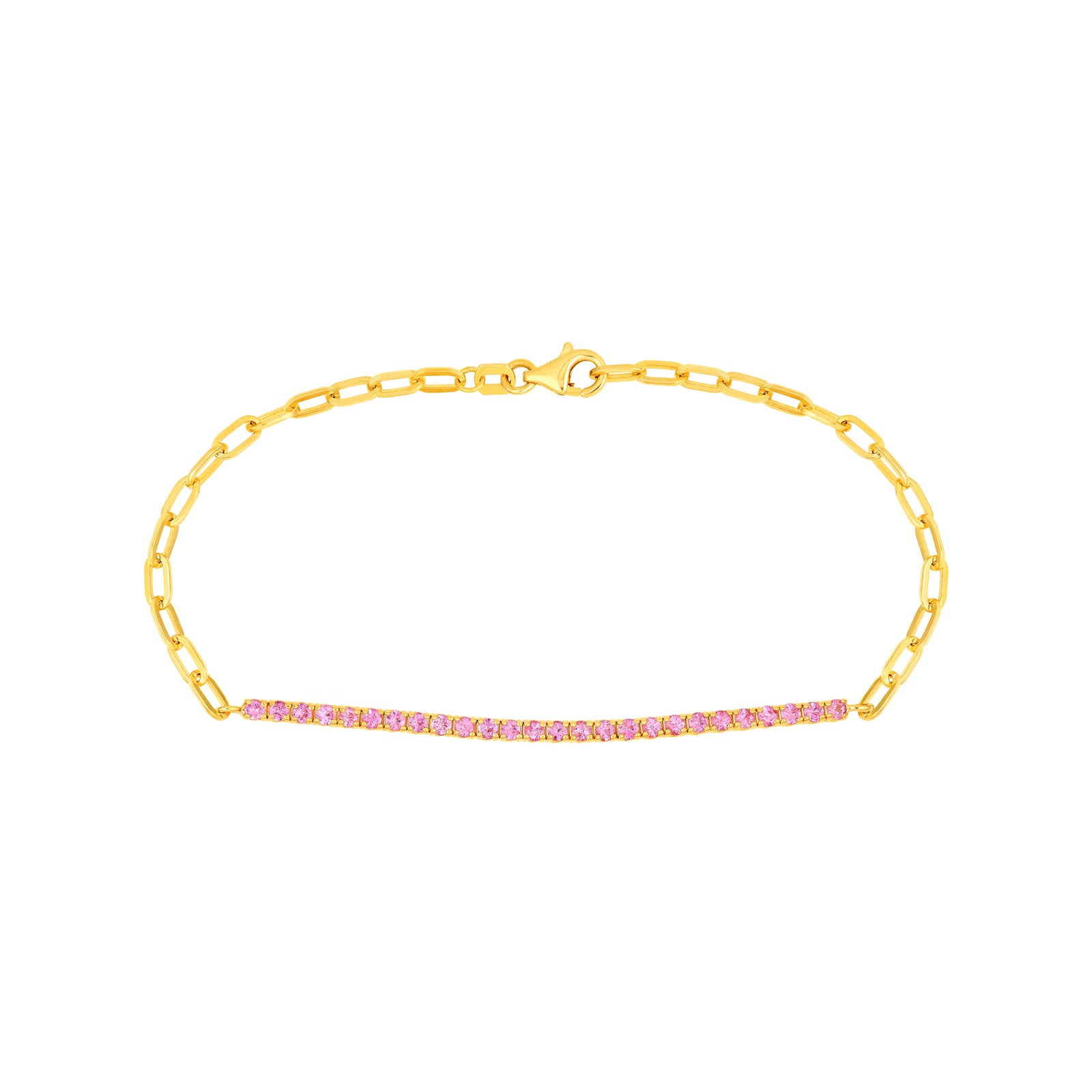 1ct Sapphire Pink Half Paper Clip Half Tennis Bracelet