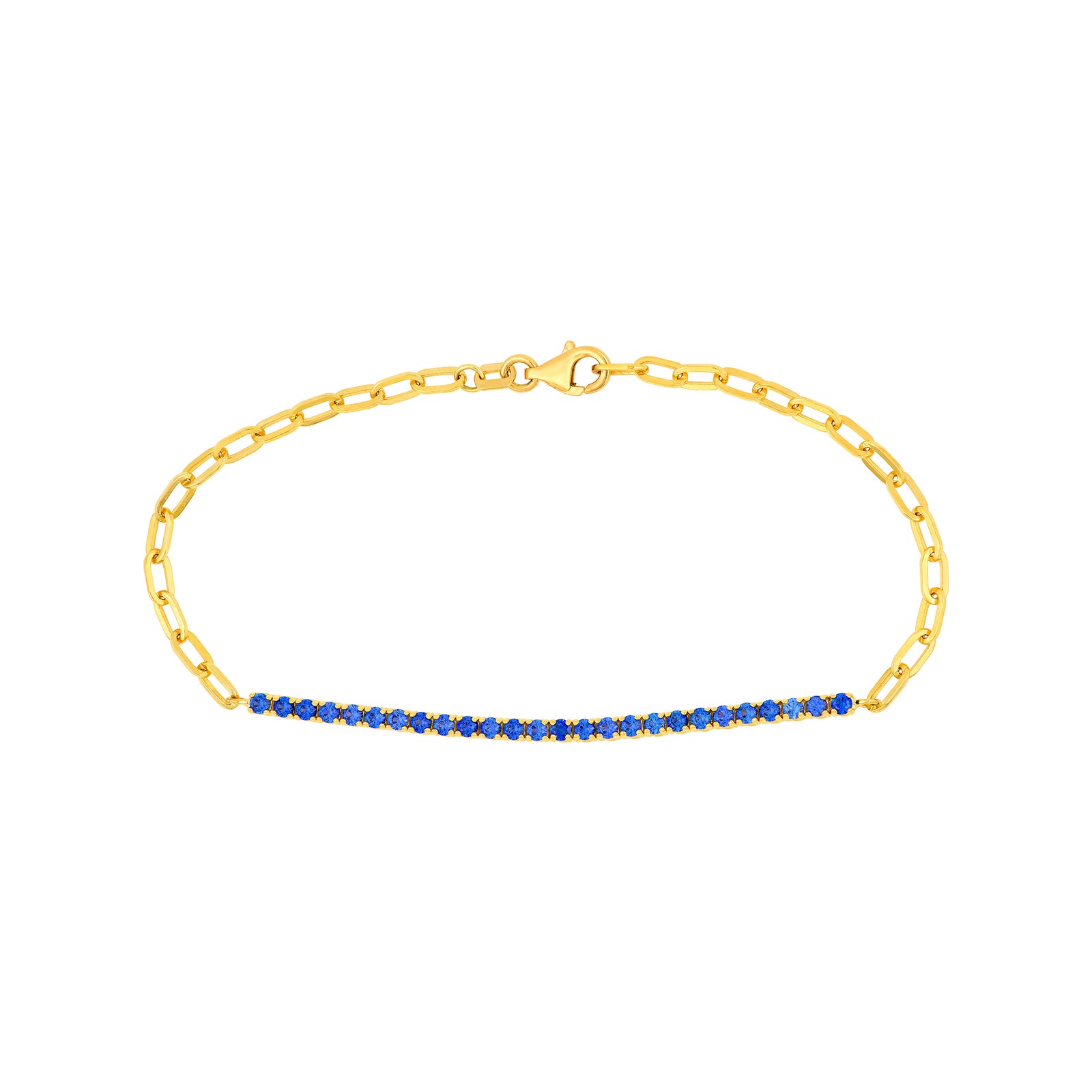 1ct Sapphire Blue Half Paper Clip Half Tennis Bracelet