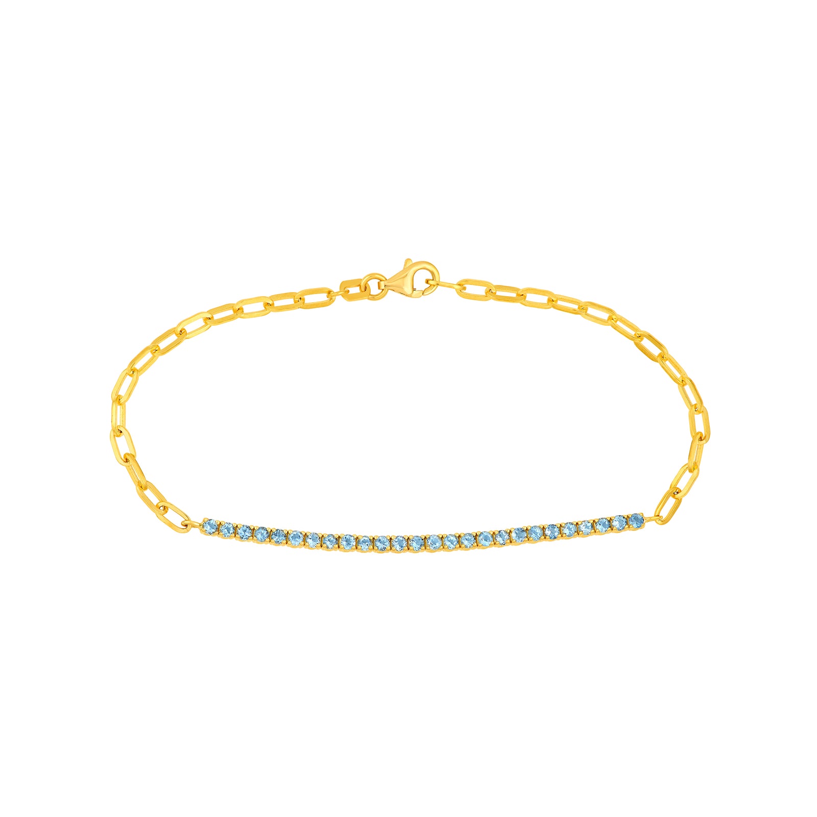 2.00mm Aquamarine Half Paper Clip Half Tennis Bracelet