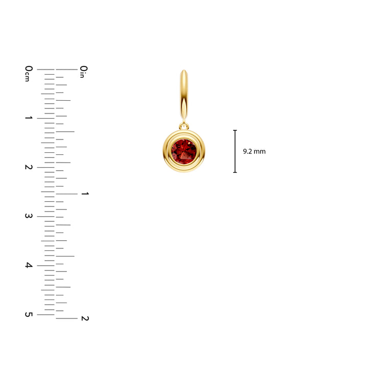 Red Garnet Double Bezel Dangle Earrings