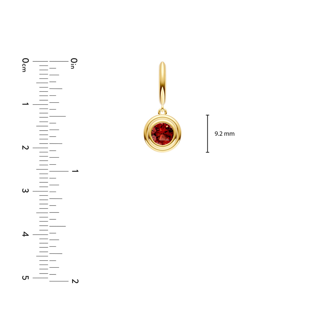 Red Garnet Double Bezel Dangle Earrings