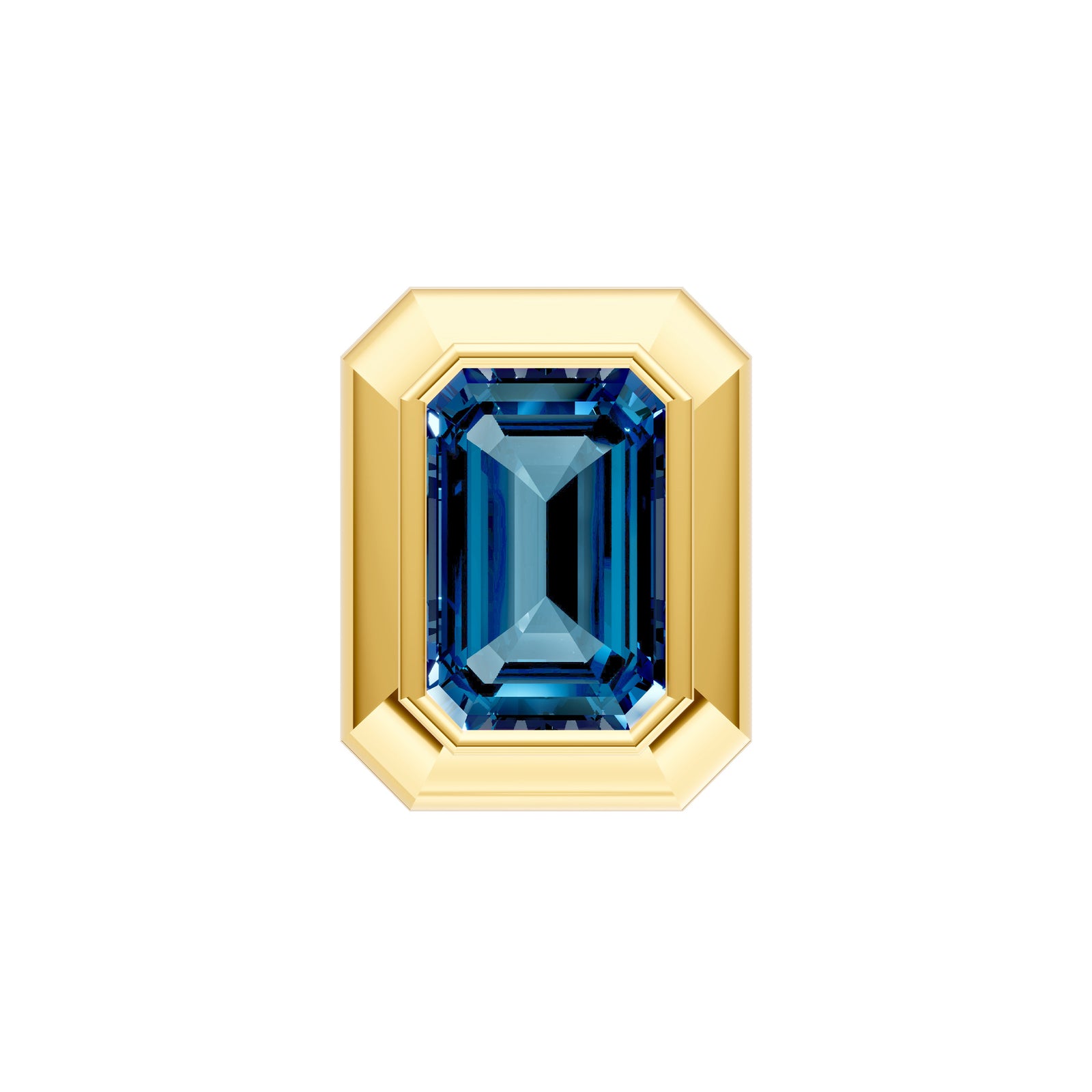 Emerald London Blue Double Bezel Stud Earrings