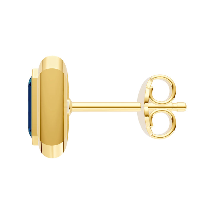 Emerald London Blue Double Bezel Stud Earrings