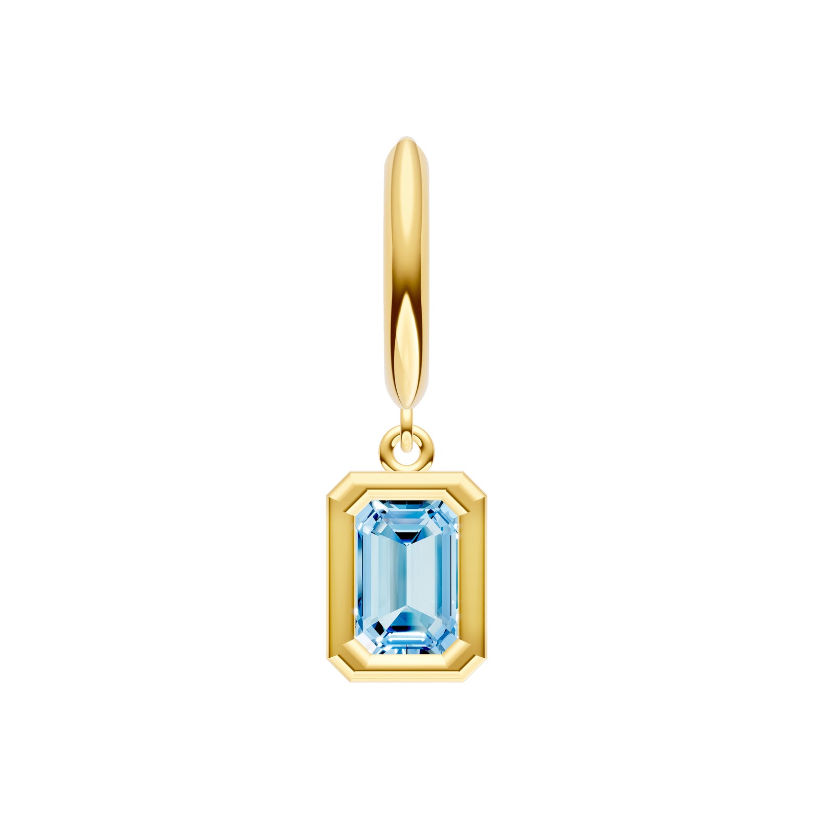 Emerald Sky Blue Bezel Drop Earrings