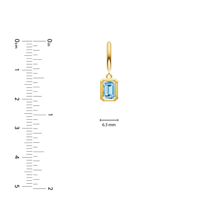 Emerald Sky Blue Bezel Drop Earrings