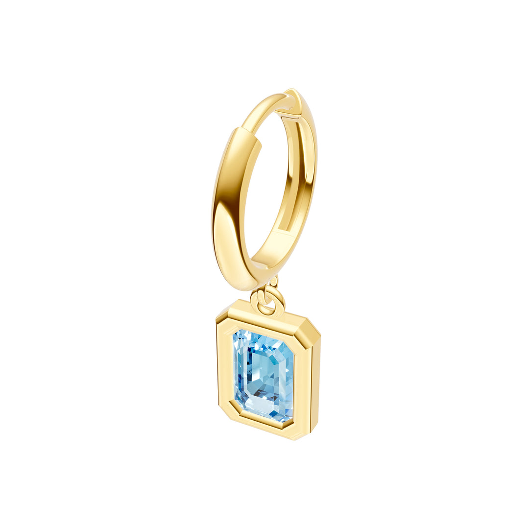 Emerald Sky Blue Bezel Drop Earrings