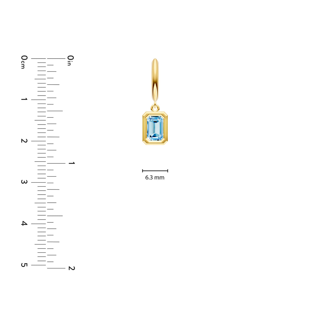 Emerald Sky Blue Bezel Drop Earrings