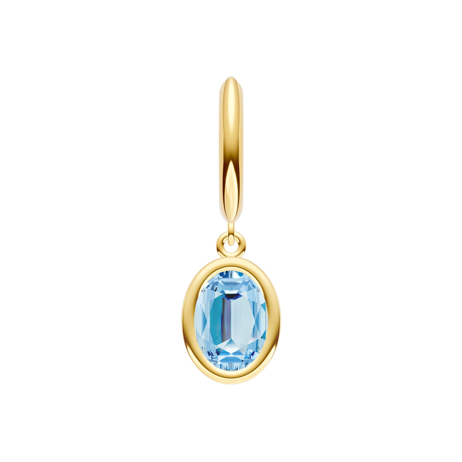 Oval Sky Blue Bezel Drop Earrings