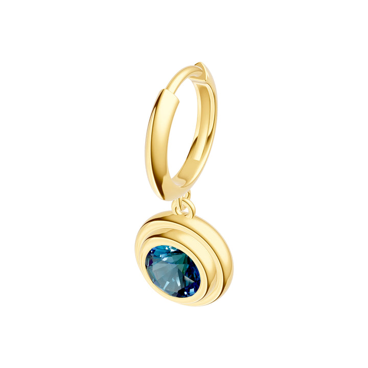 Round London Blue Topaz Double Bezel Drop Earrings