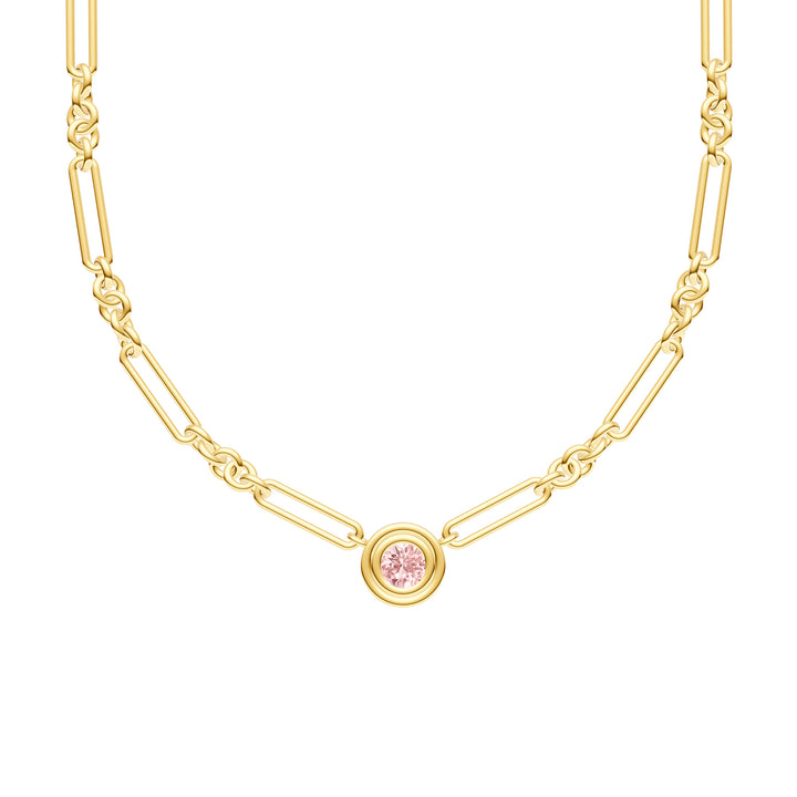3/4tcw RD Pink Morganite 5+1 Link Necklace