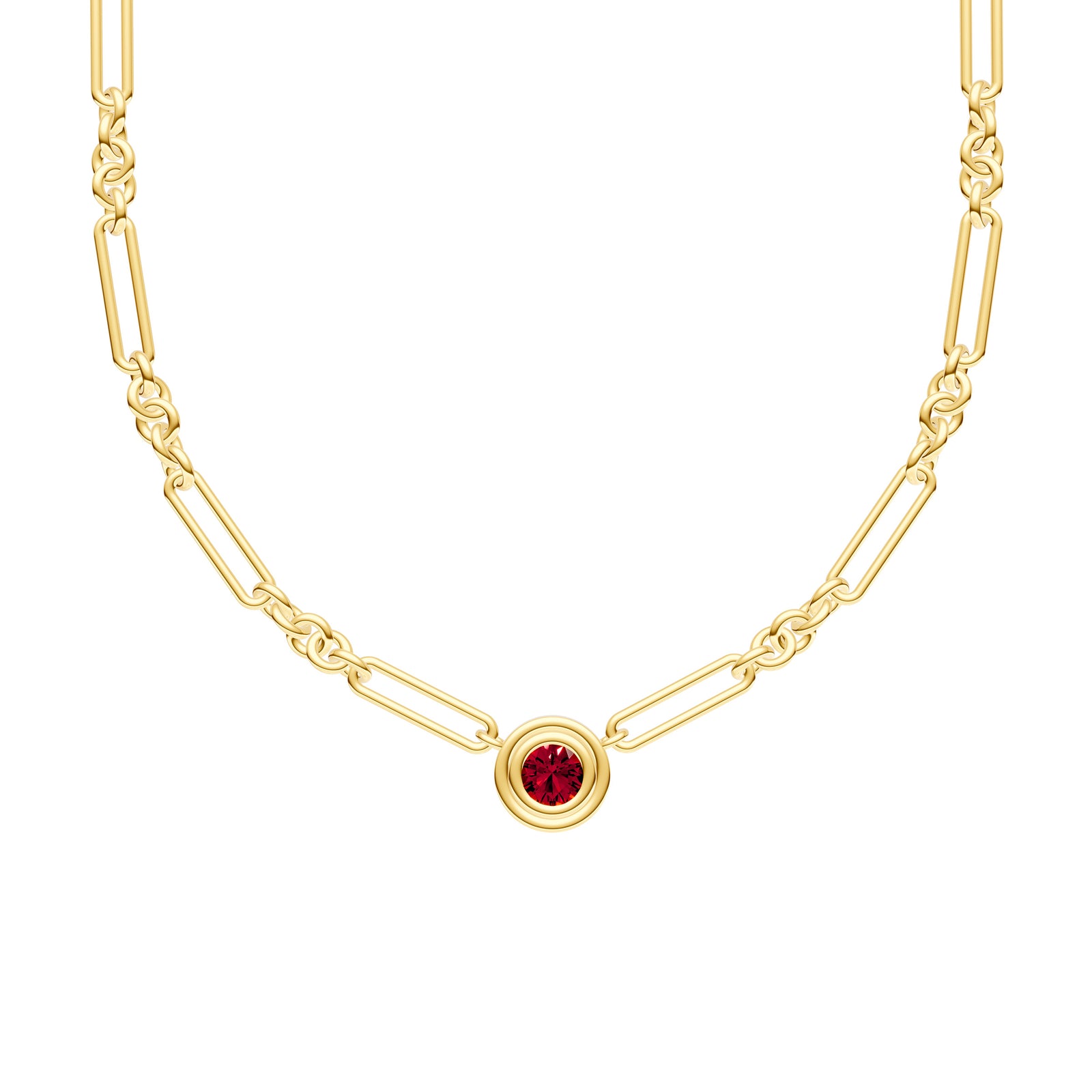1tcw Red Garnet 5+1 Link Necklace