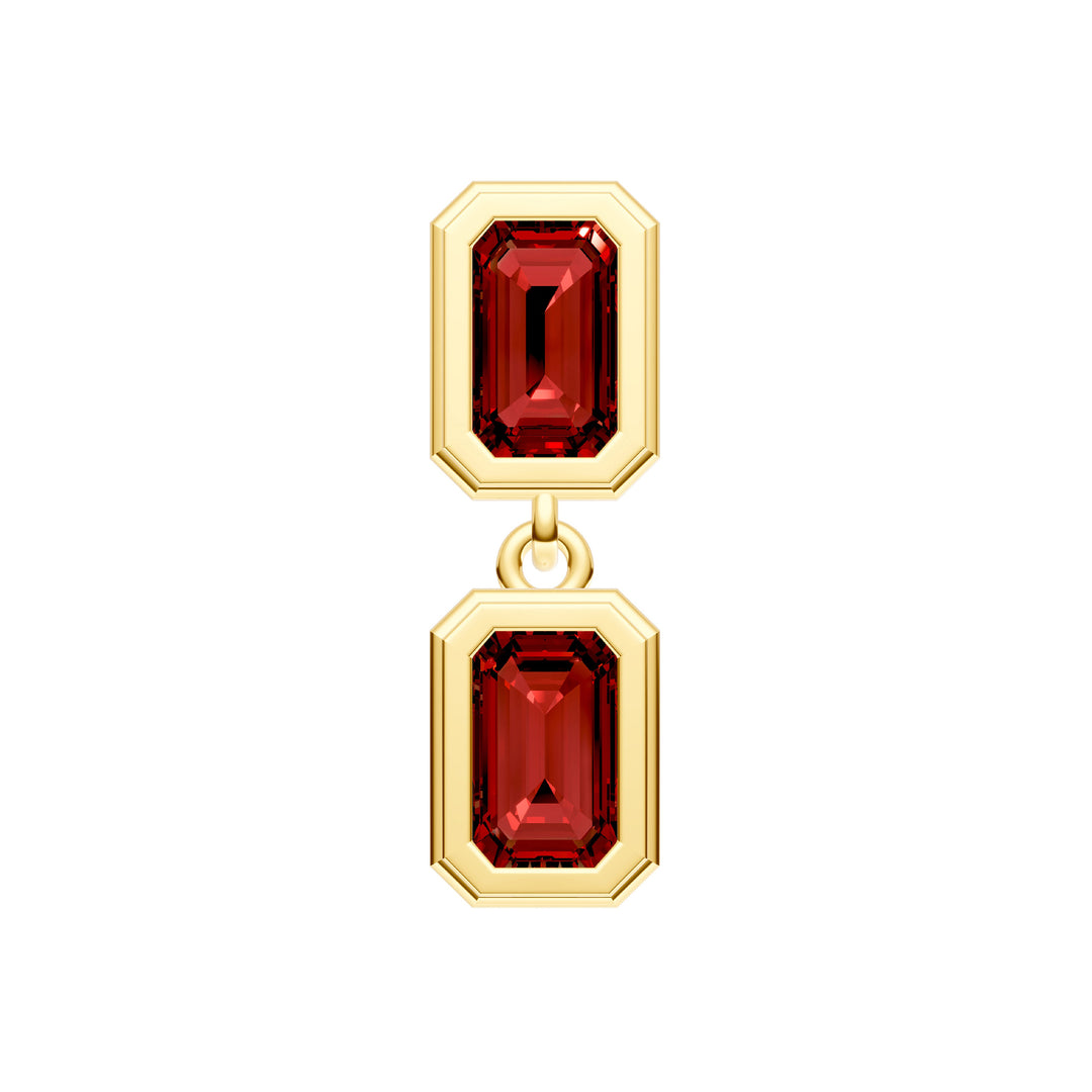 Double Emerald Red Garnet Dangle Earrings