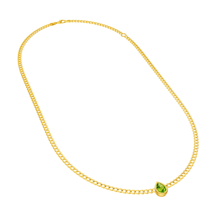 Pear Peridot Curb Necklace