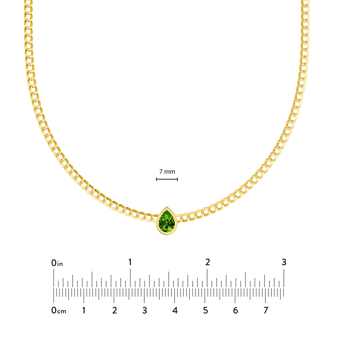 Pear Peridot Curb Necklace