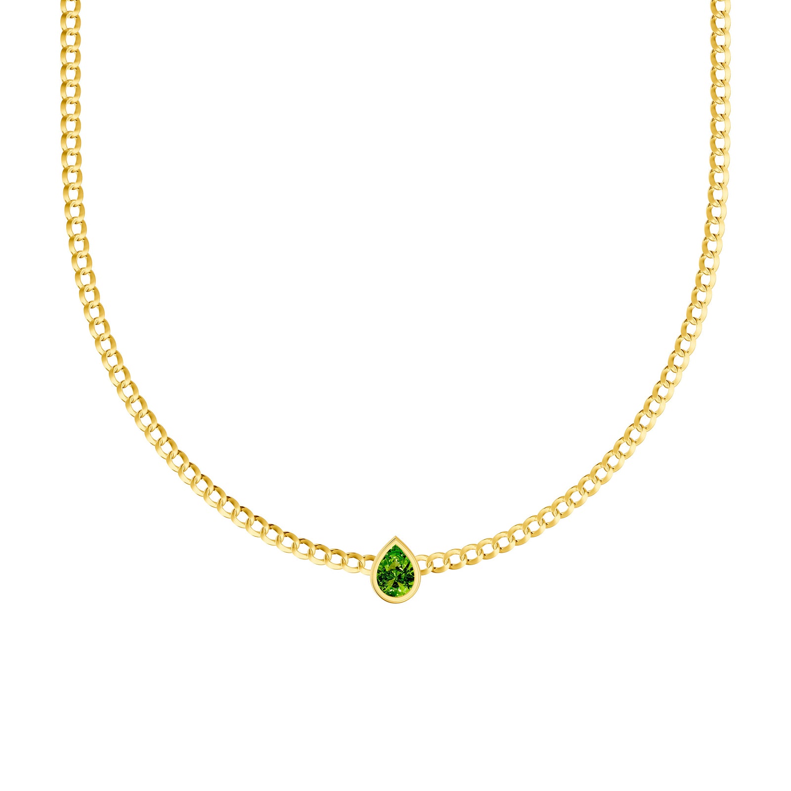 Pear Peridot Curb Necklace