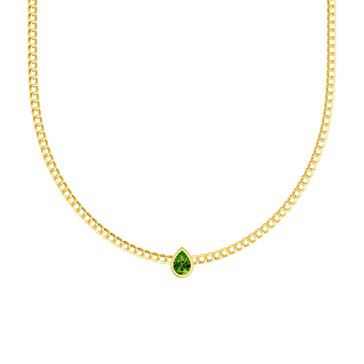Pear Peridot Curb Necklace