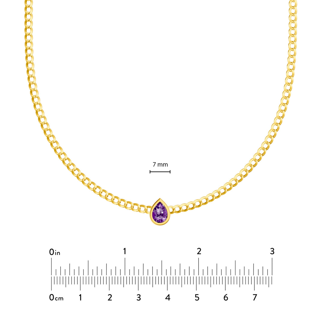 Pear Amethyst Curb Necklace