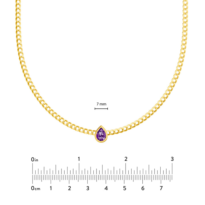 Pear Amethyst Curb Necklace