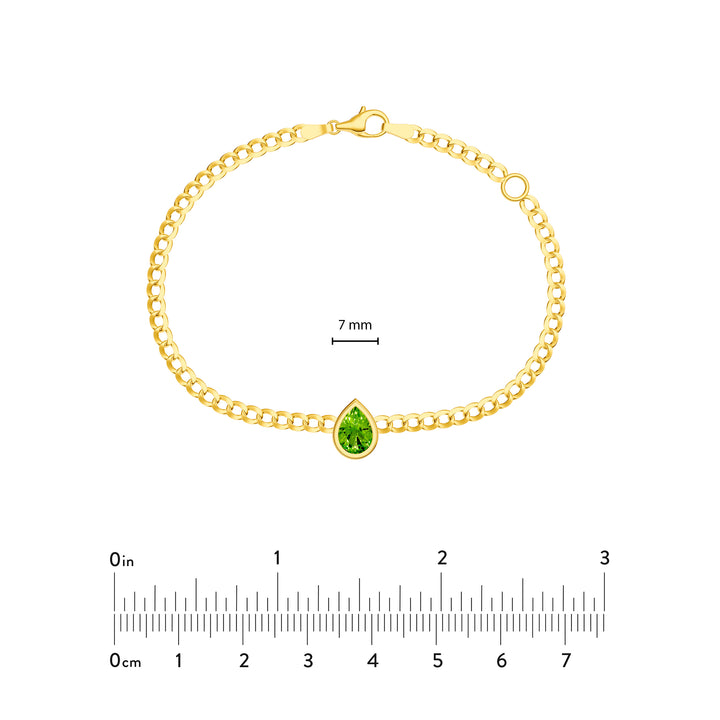 Pear Peridot Curb Bracelet