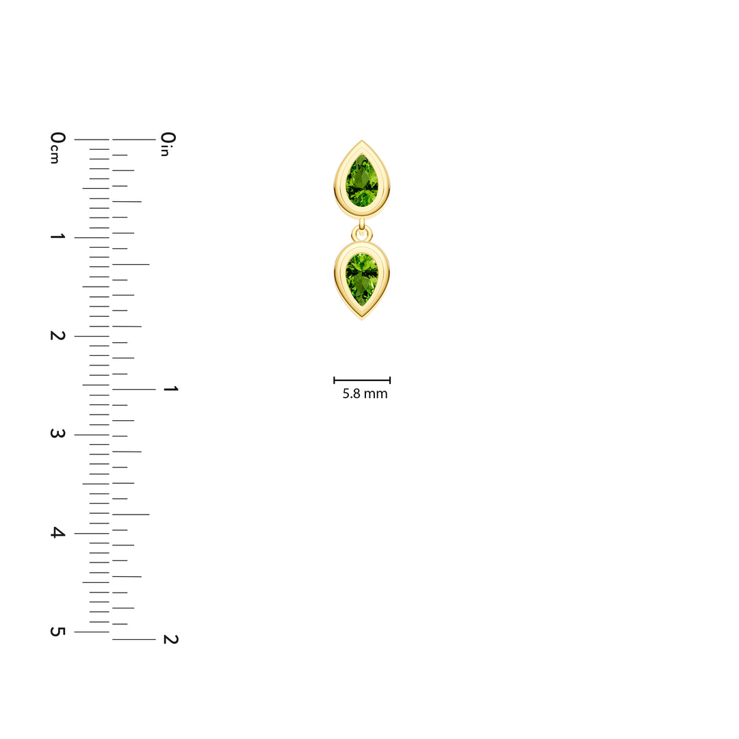 Double Pear Peridot Dangle Earrings