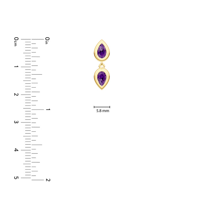 Double Pear Purple Amethyst Dangle Earrings