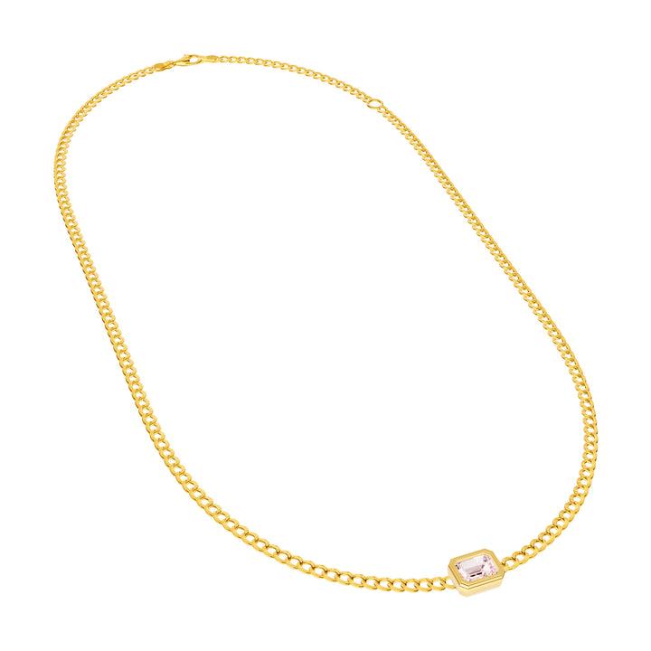Emerald Pink Morganite Curb Necklace
