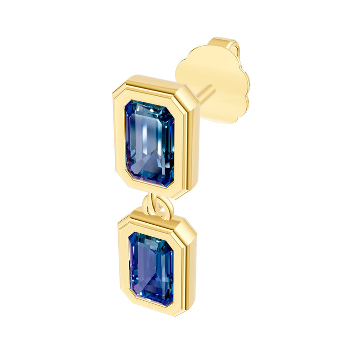 Double Emerald London Blue Dangle Earrings