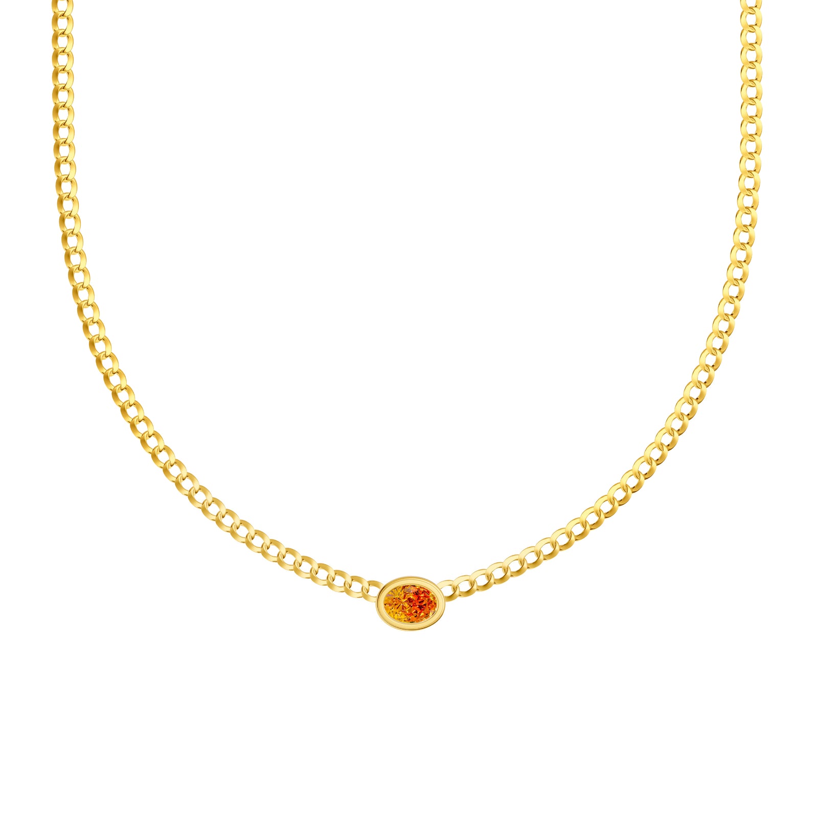 Oval Citrine Curb Necklace