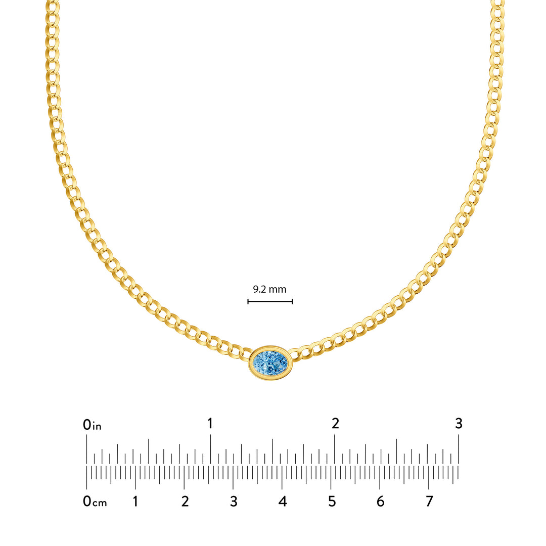 Oval Sky Blue Topaz Curb Necklace