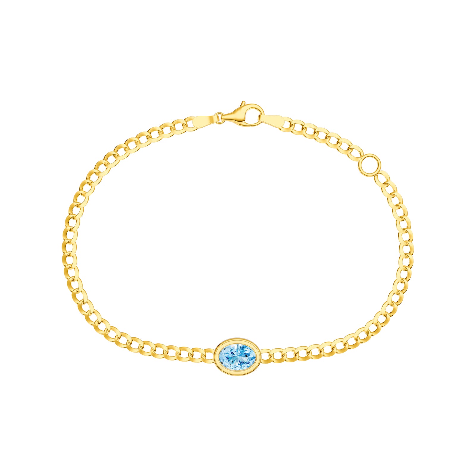 Oval Sky Blue Curb Bracelet