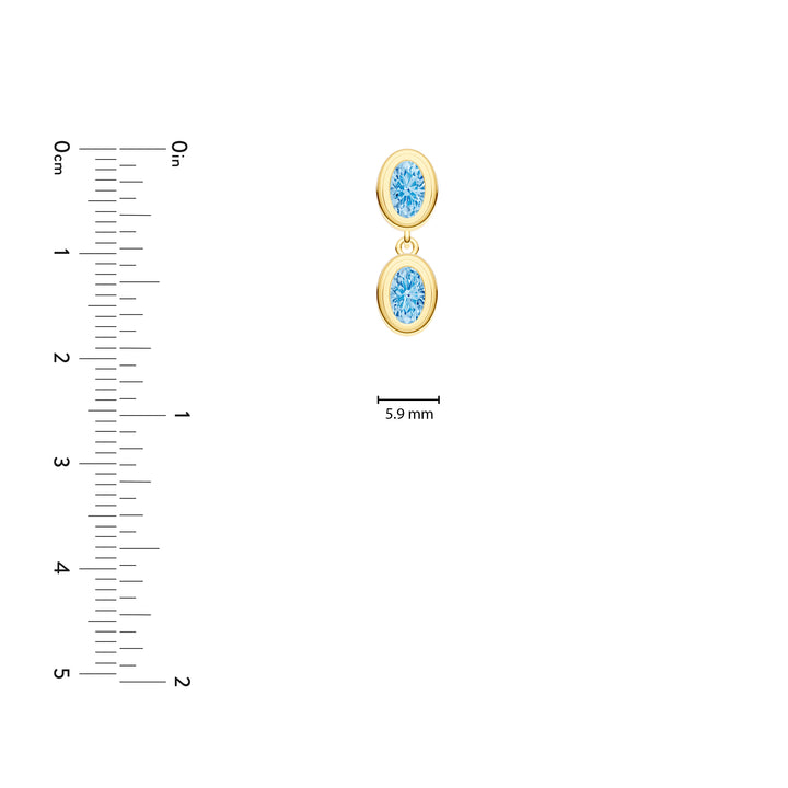 Double Oval Sky Blue Dangle Earrings