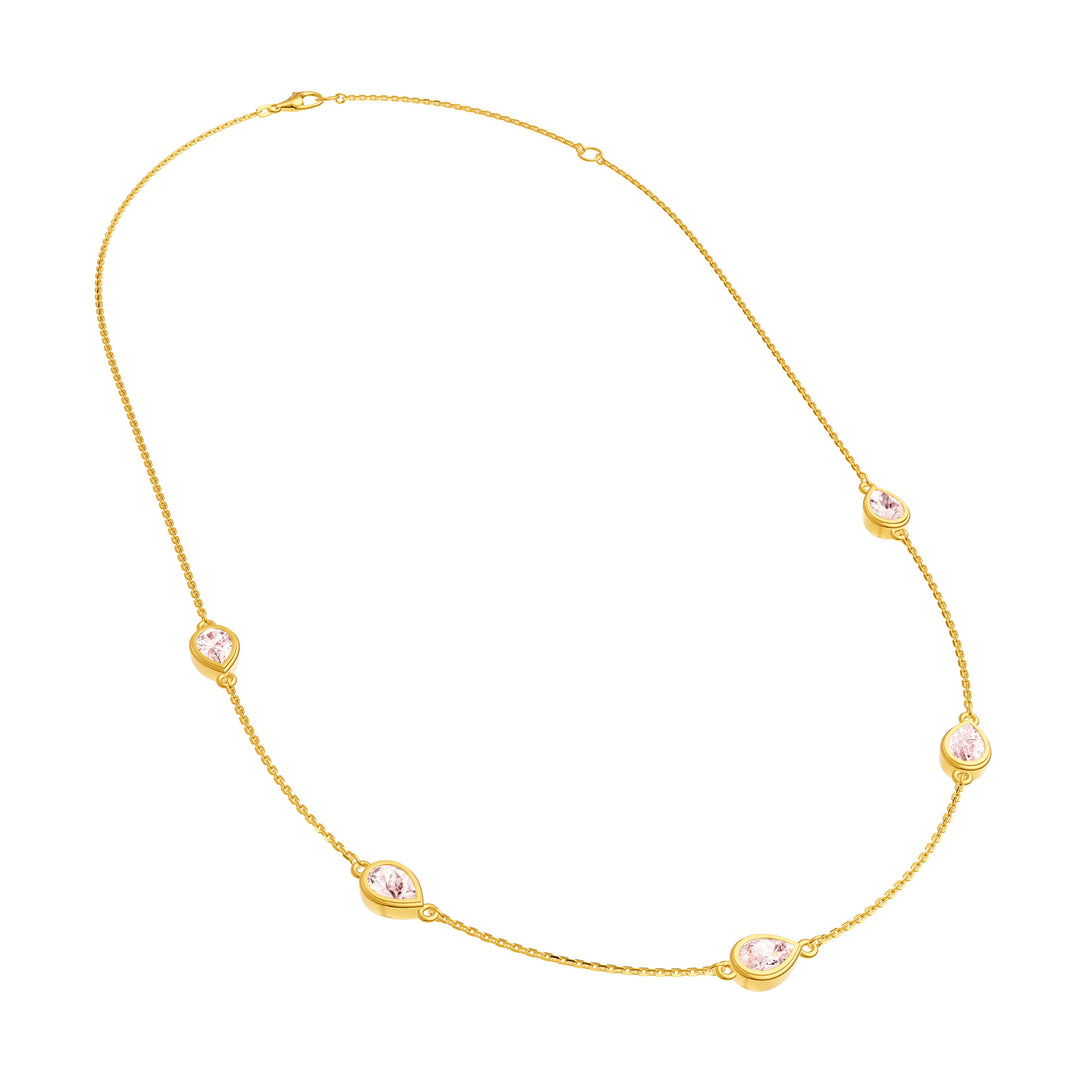 Pear Pink Morganite Station Necklace