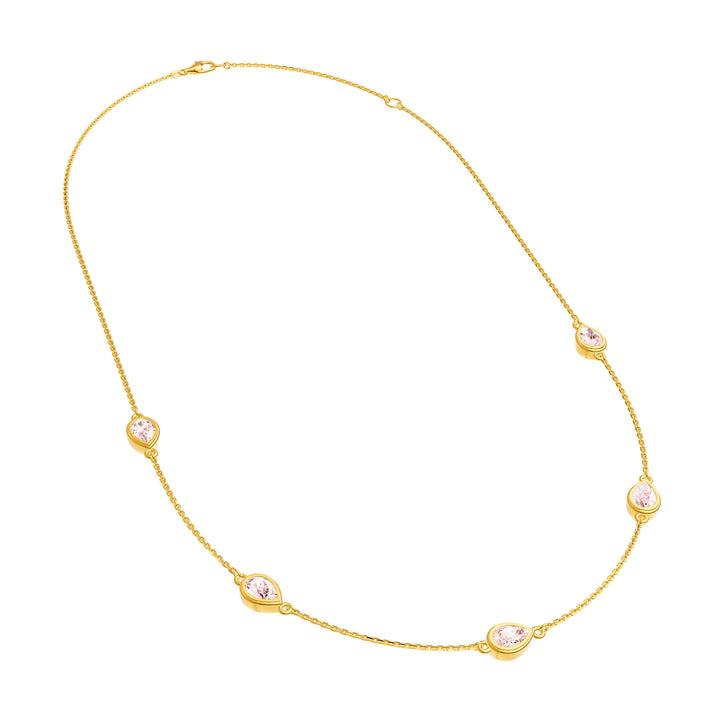 Pear Pink Morganite Station Necklace