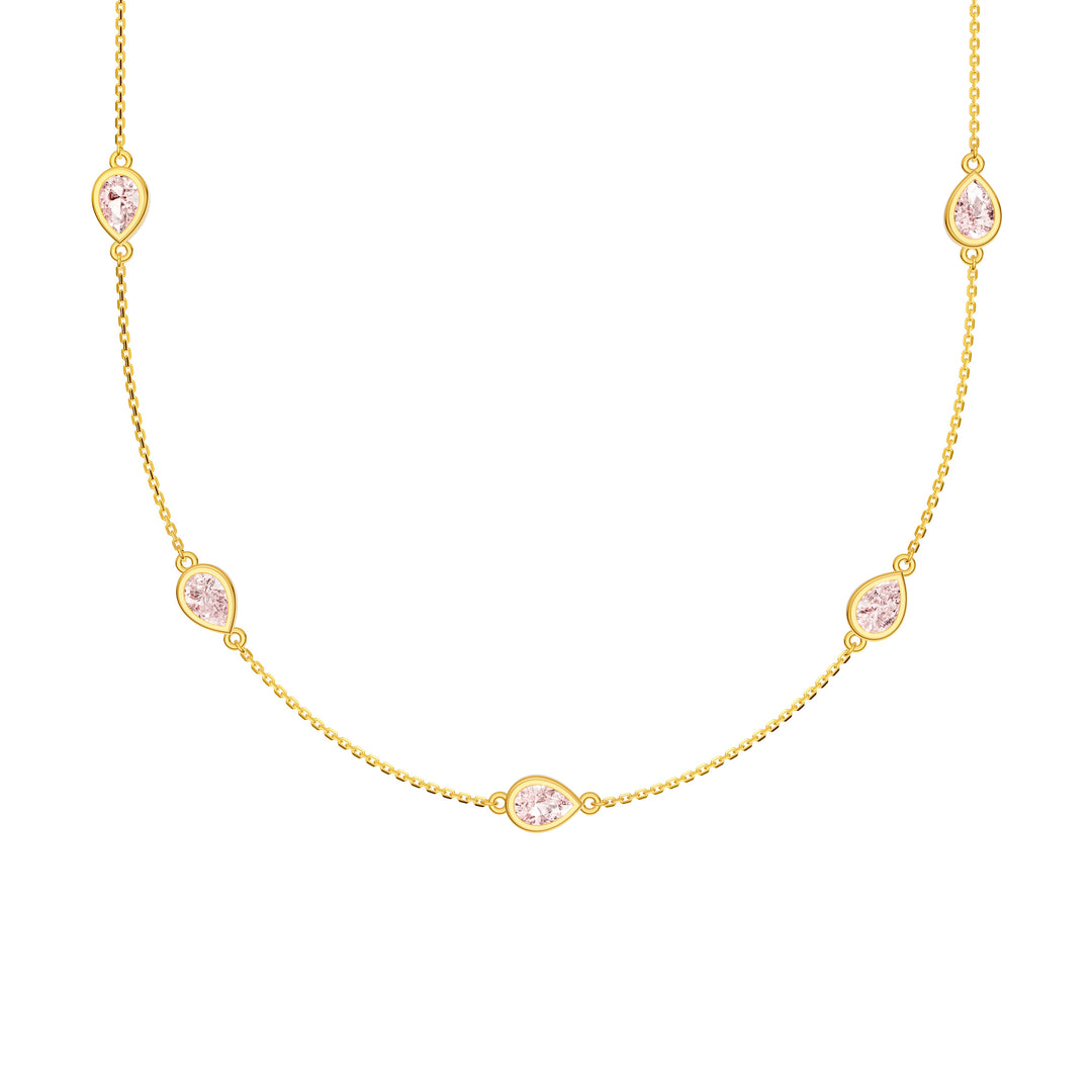 Pear Pink Morganite Station Necklace