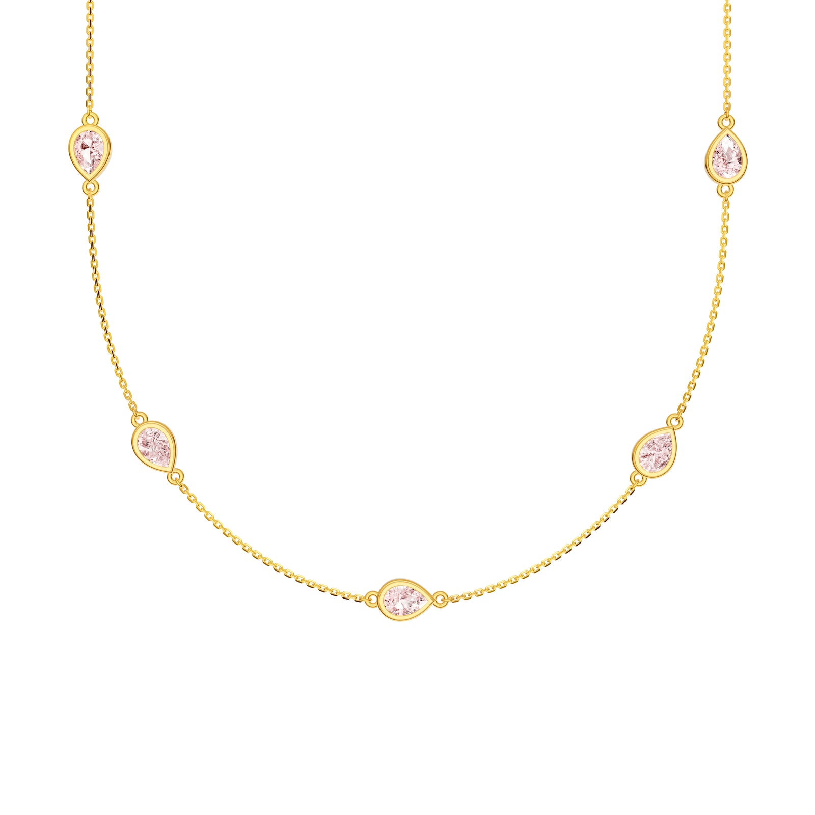 Pear Pink Morganite Station Necklace