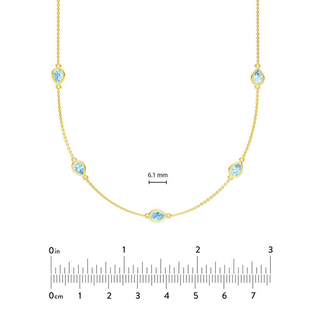 Pear Sky Blue Station Necklace