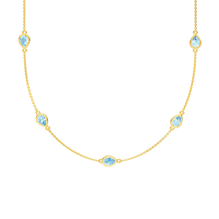 Pear Sky Blue Station Necklace