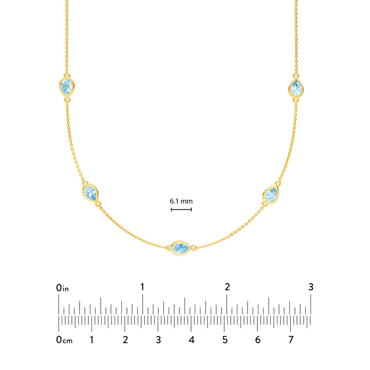 Pear Sky Blue Station Necklace