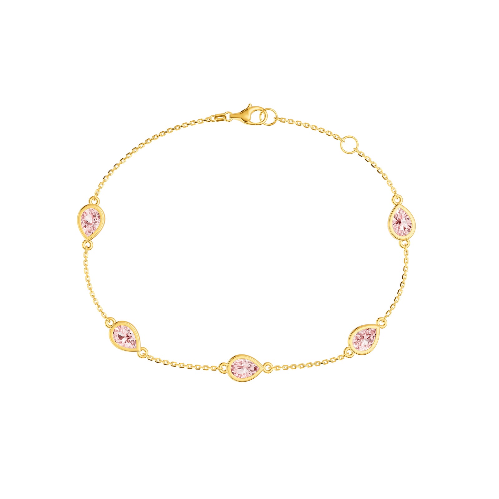 Pear Pink Morganite Station Bracelet