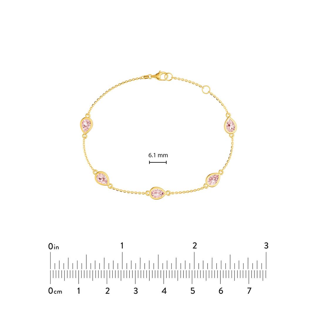 Pear Pink Morganite Station Bracelet