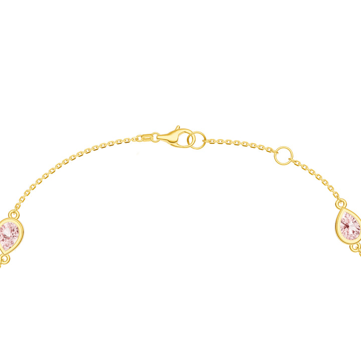 Pear Pink Morganite Station Bracelet