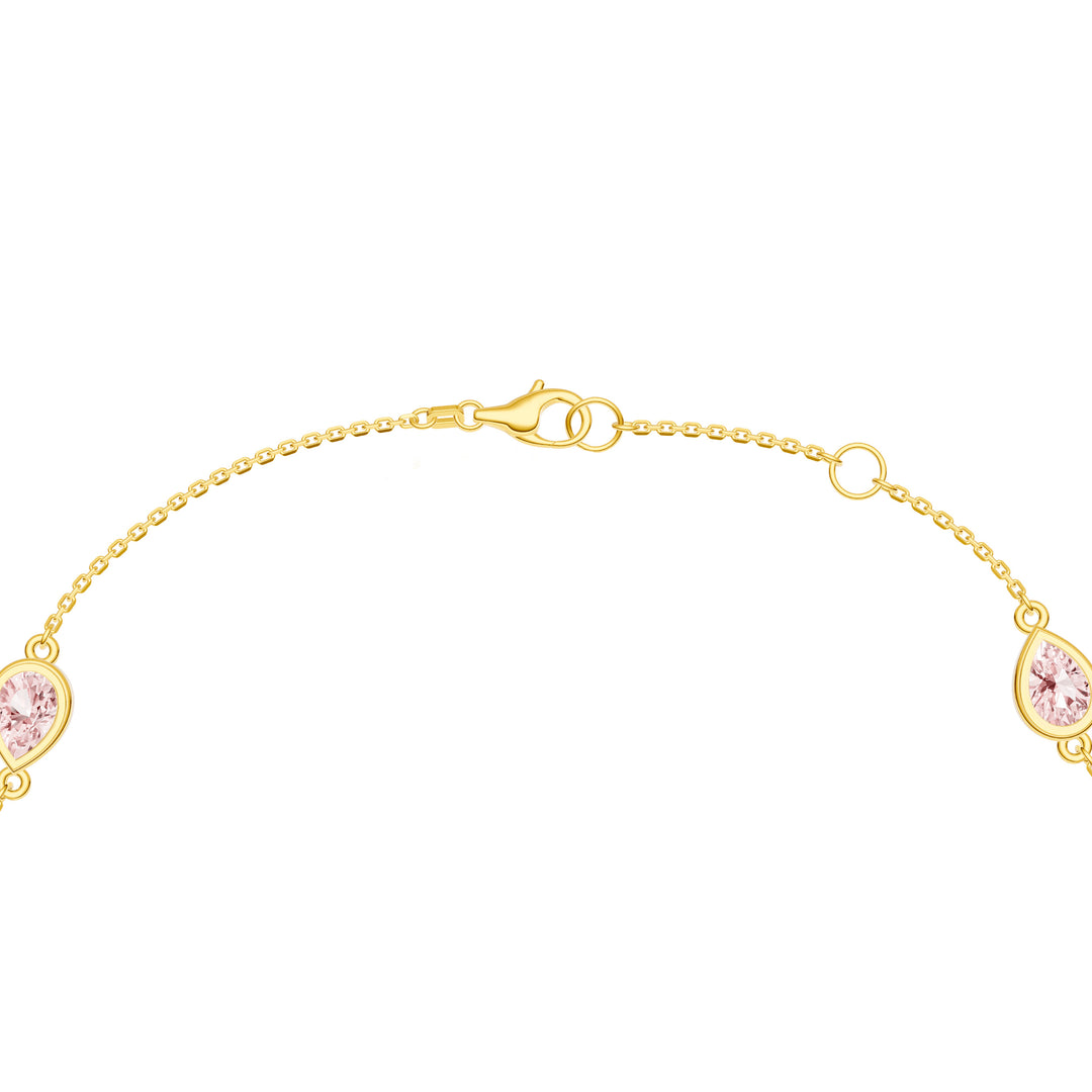 Pear Pink Morganite Station Bracelet