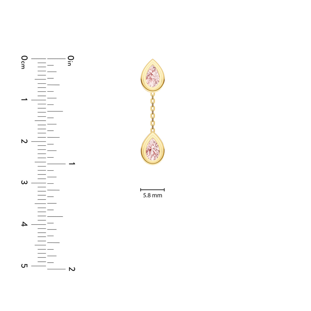 Double Pear Pink Morganite Dangle Earrings