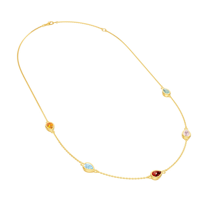 Pear Mixed Stone Station Necklace