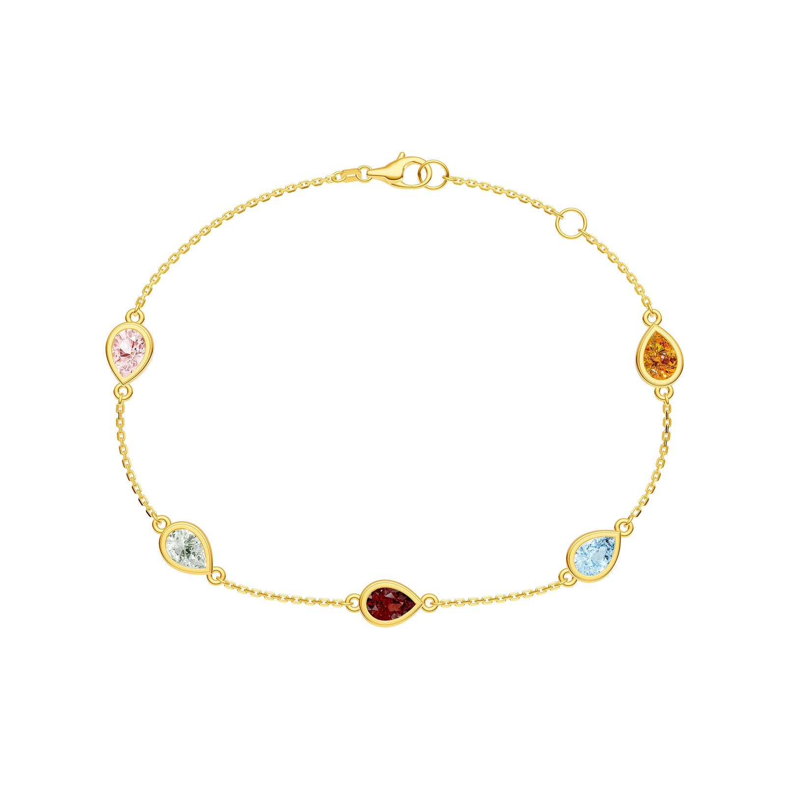 Pear Mixed Stone Station Bracelet