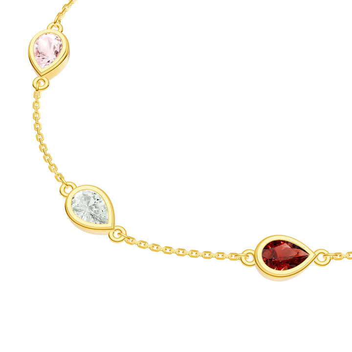 Pear Mixed Stone Station Bracelet