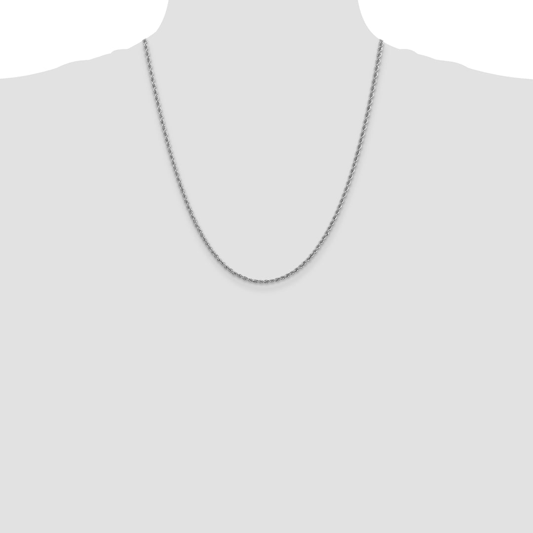 14k White Gold 2.5mm Solid Rope Chain