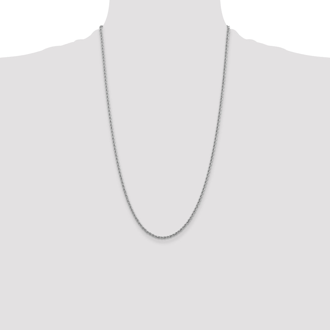 14k White Gold 2.5mm Solid Rope Chain