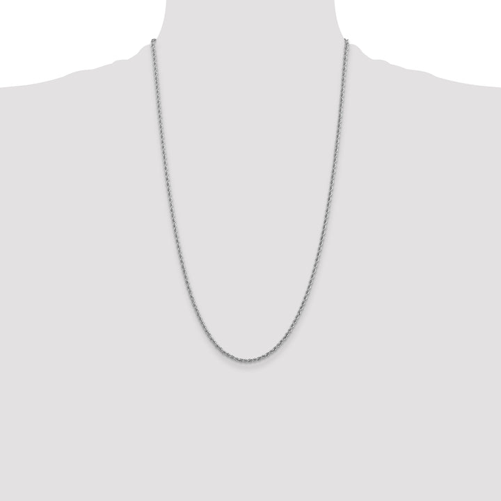 14k White Gold 2.5mm Solid Rope Chain